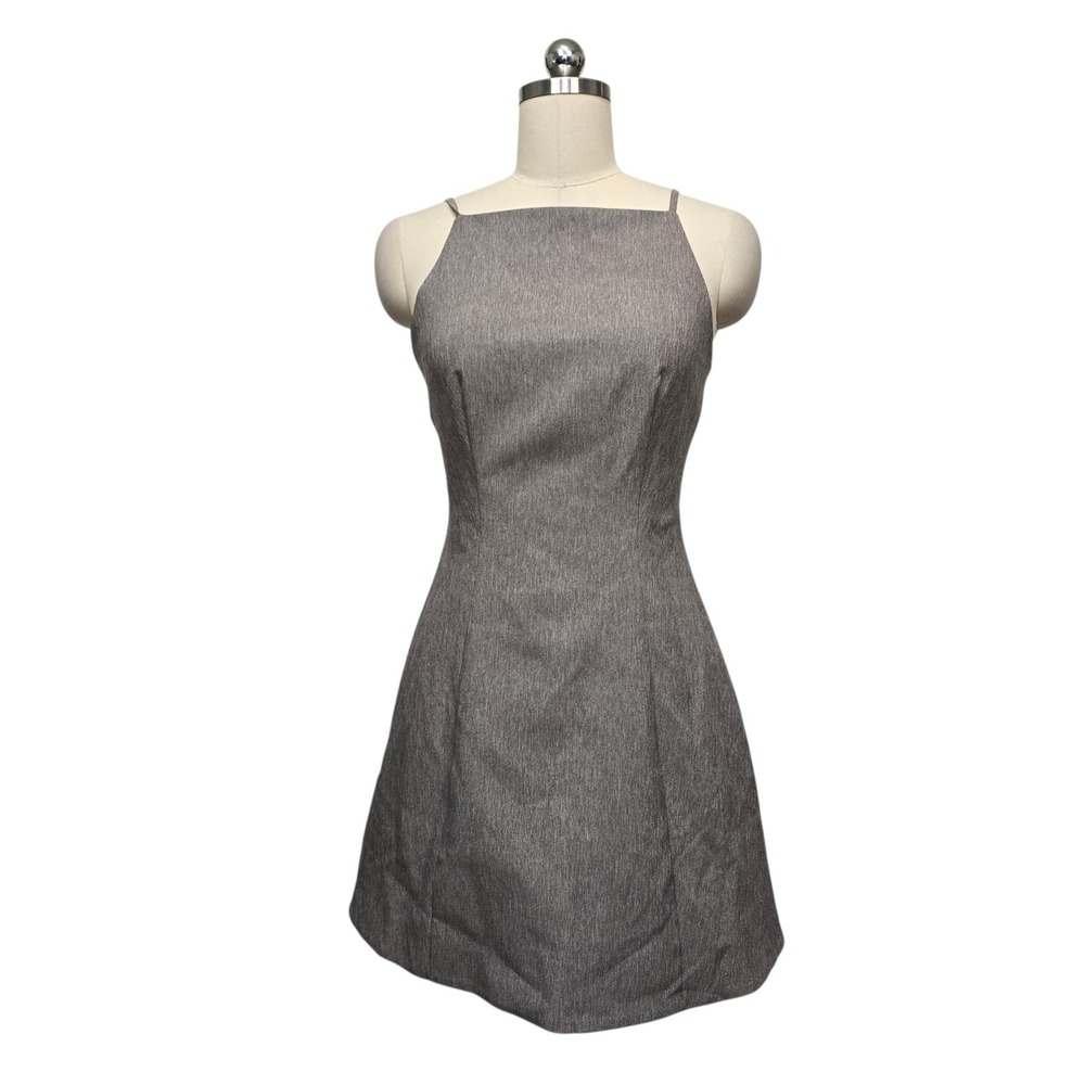 Mare Mare Womens Gray Square Neck Spaghetti Strap A-Line Mini Dress XS Heathered